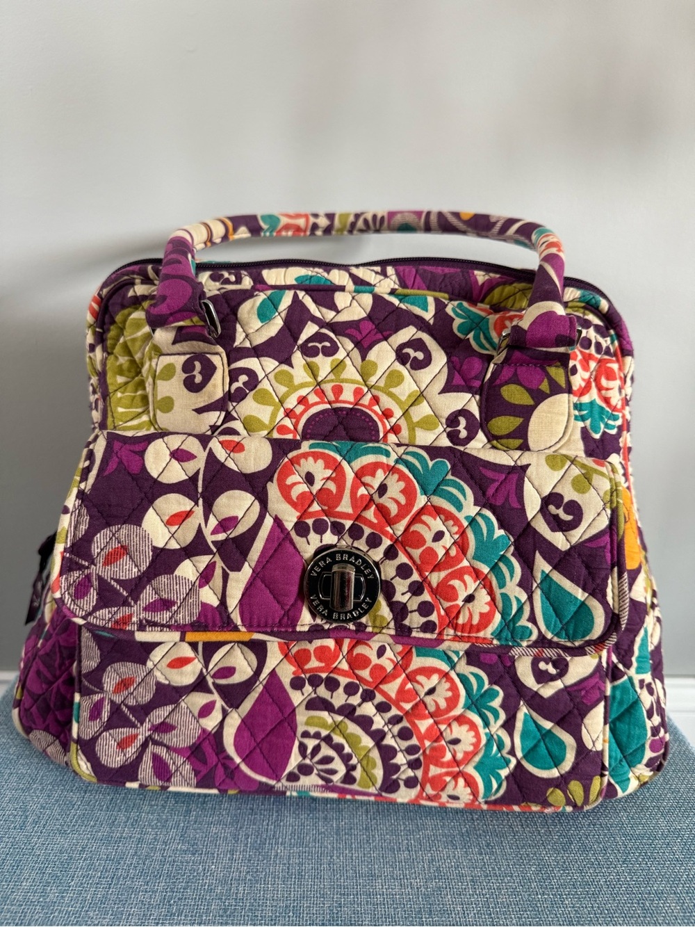 Vera Bradley Purple Quilted Satchel Handbag in plum crazy